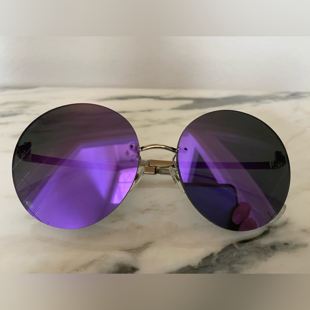CHANEL  4216 c.124/4v 58-17
Silver Metal And Purple Tinted Shield Sunglasses - Picture 5 of 16